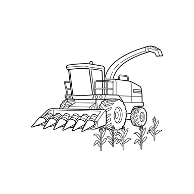 Forage Harvester Collecting Corn Coloring Page