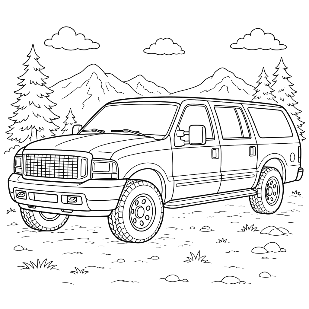 Ford Excursion SUV Coloring Page