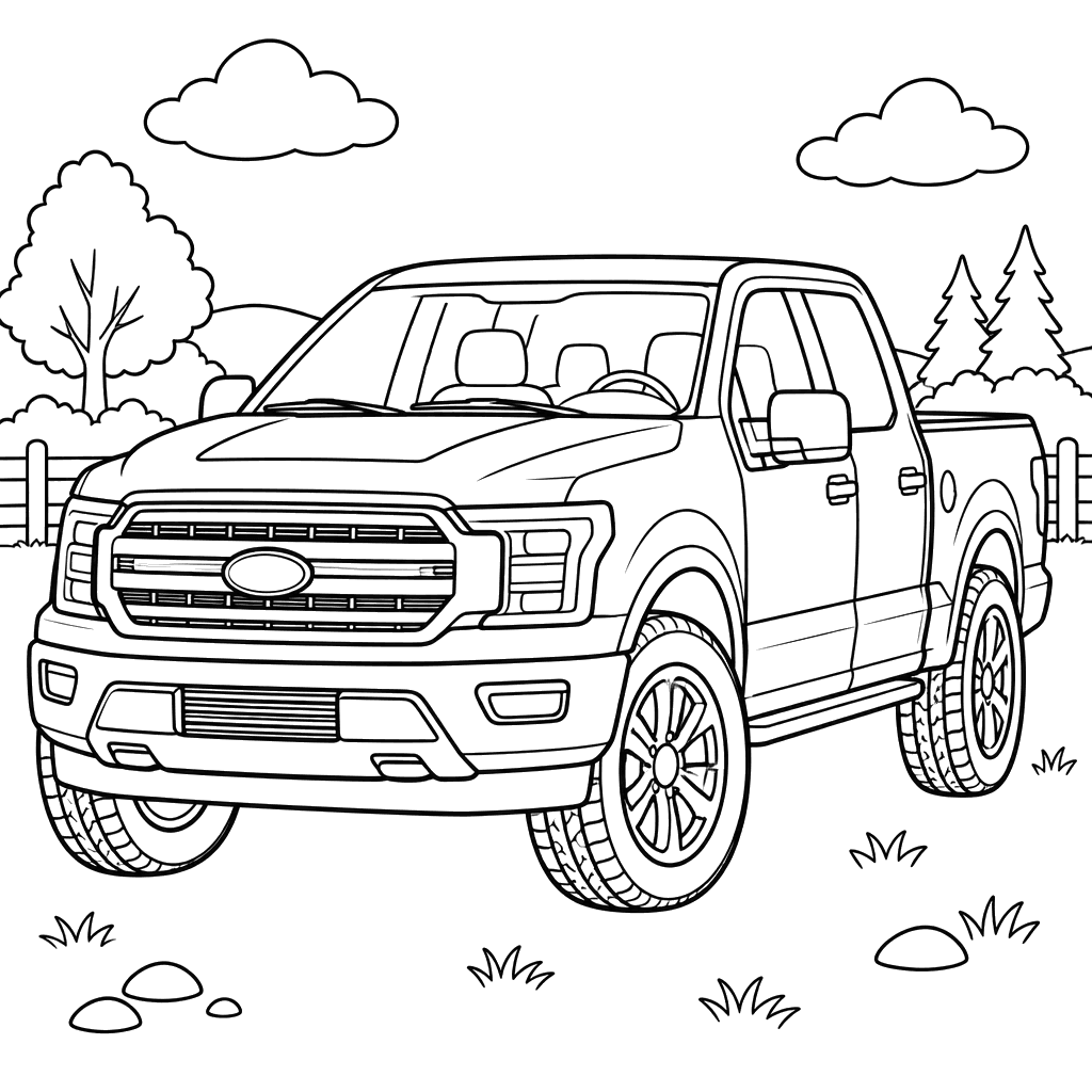 Ford F-Series XIV Restyling Pickup Coloring Page