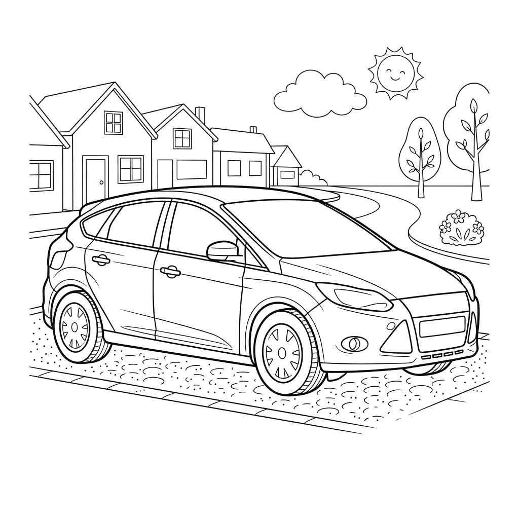 Ford Focus Car Coloring Page for Kids