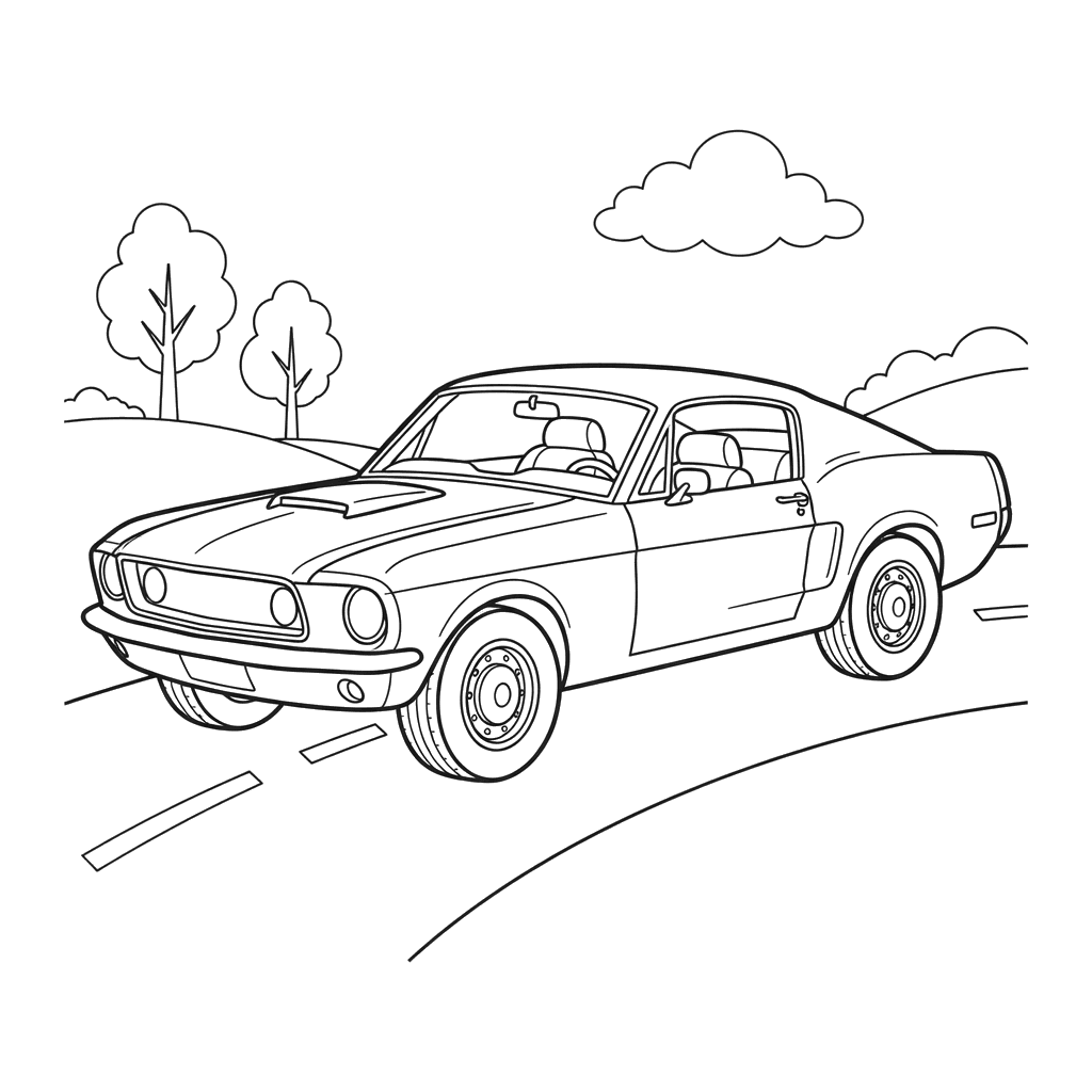 Ford Mustang Coloring Page for Kids