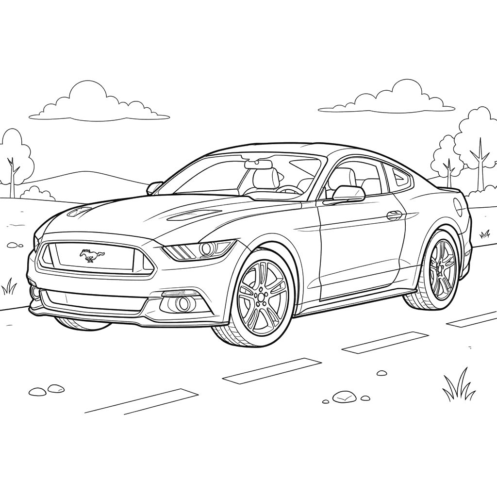 Ford Mustang GT 2015 Coloring Page for Kids