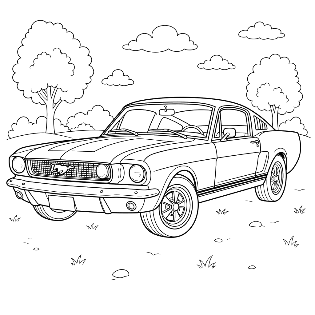 Ford Mustang GT Coloring Page