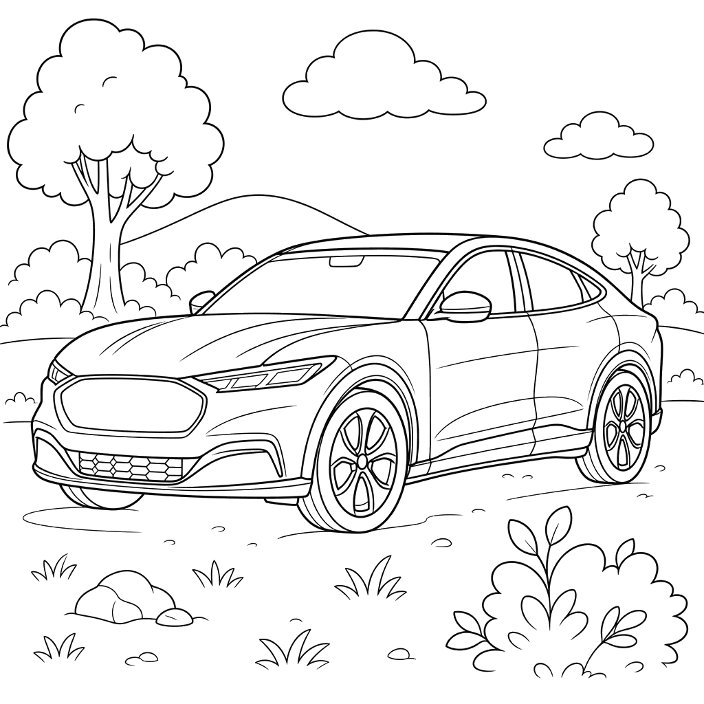 Ford Mustang Mach-E Coloring Page