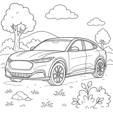Ford Mustang Mach-E Coloring Page