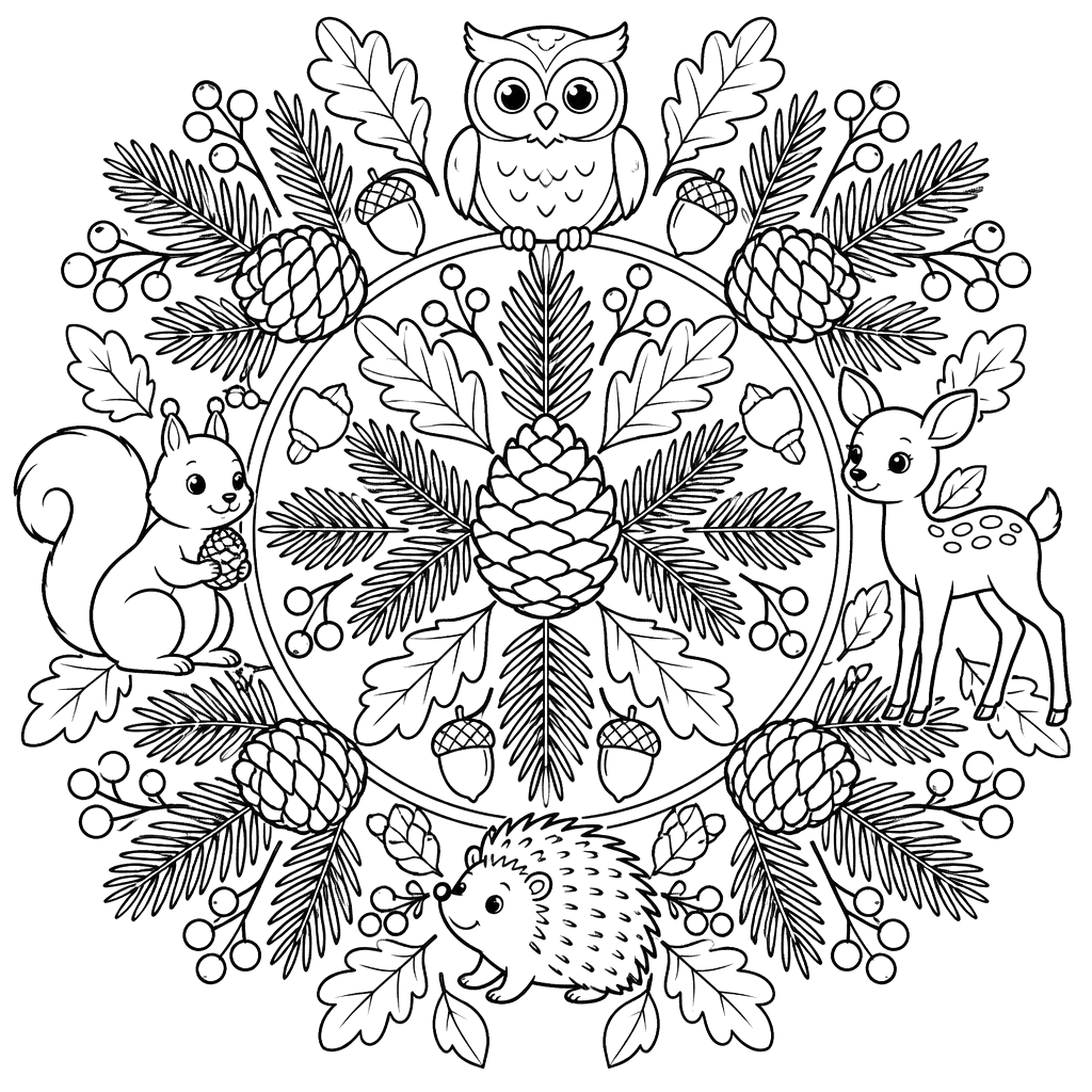 Forest Mandala with Pinecones and Branches