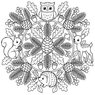 Forest Mandala with Pinecones and Branches