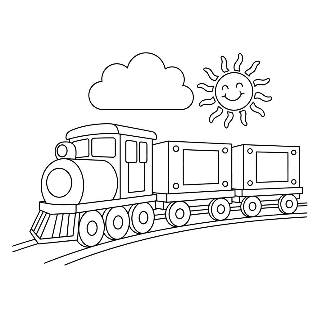 Freight Train with Shipping Containers Coloring Page