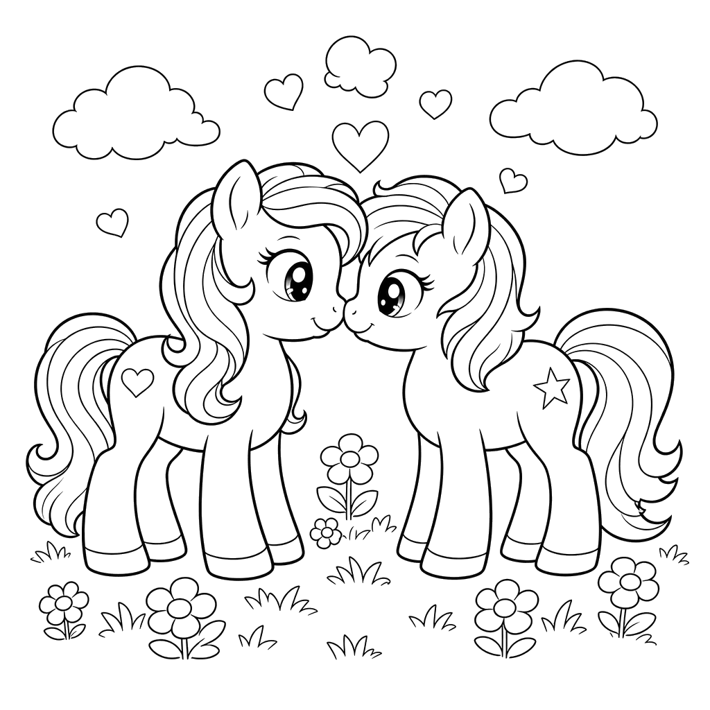 Friendly Ponies Rubbing Noses