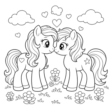 Friendly Ponies Rubbing Noses