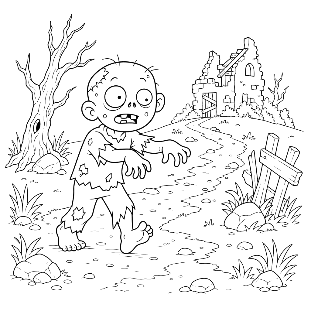 Friendly Zombie on a Path