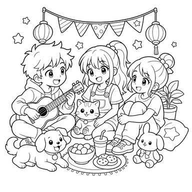 Friends Meeting Coloring Page