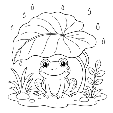 Frog Hiding Under a Big Leaf