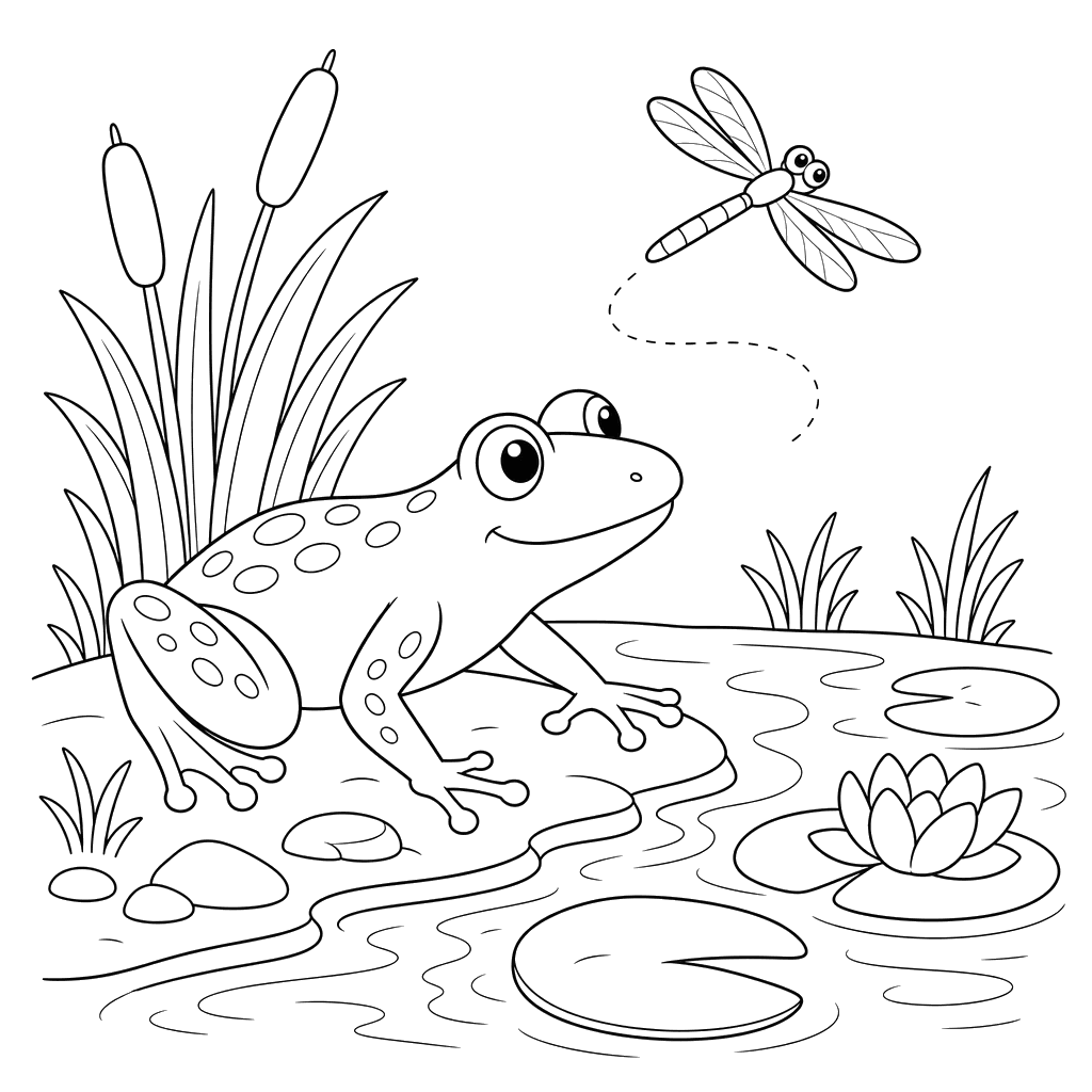 Frog at the Water's Edge Coloring