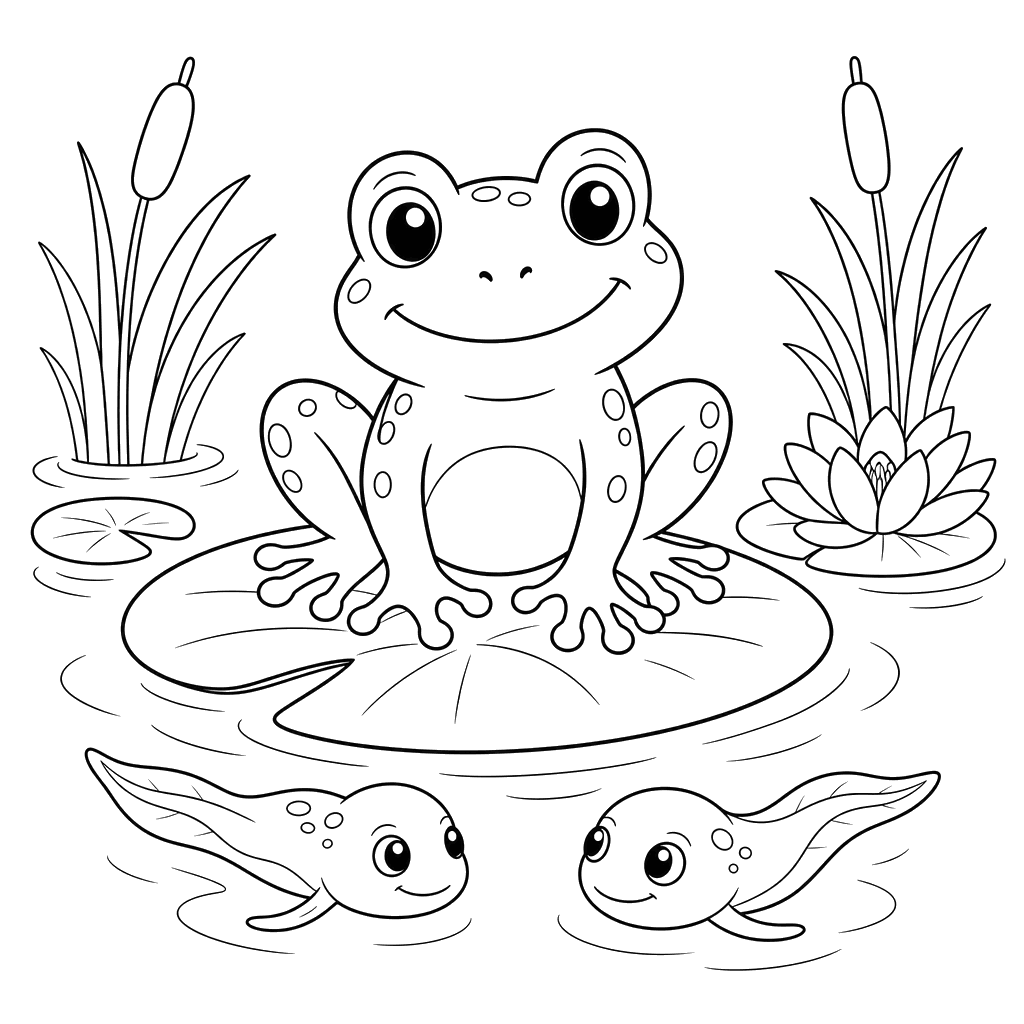 Frog with Two Tadpoles