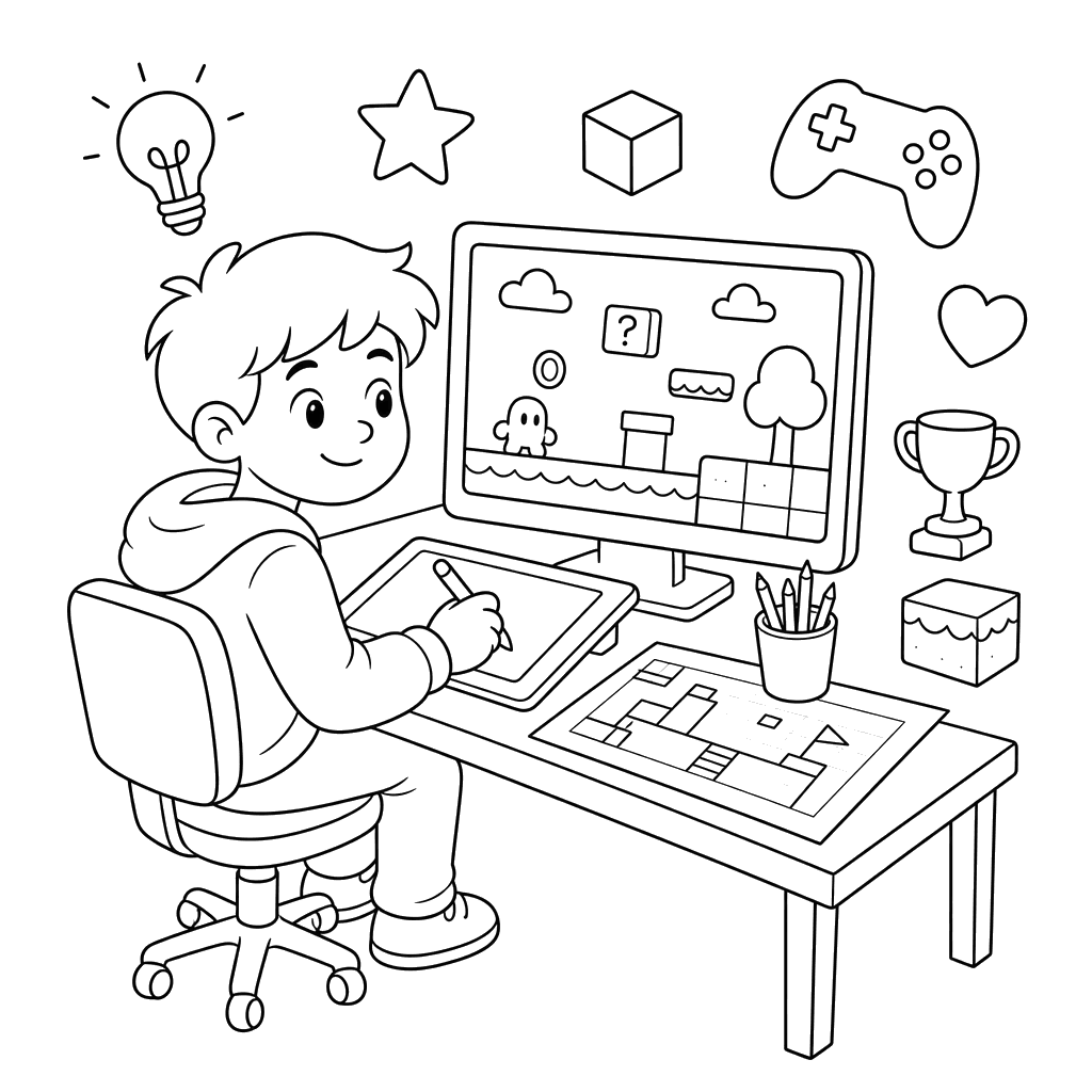 Game Designer Coloring Page