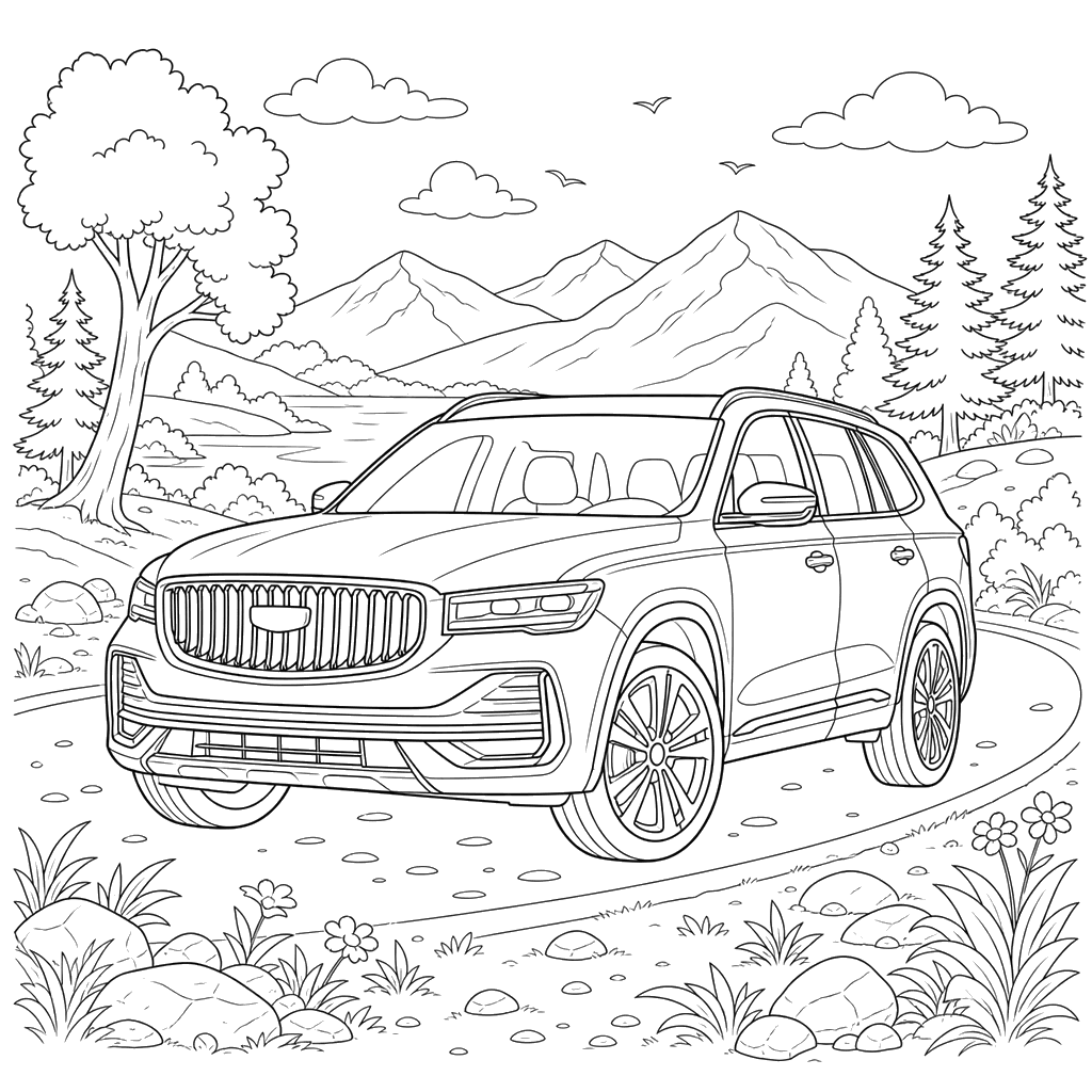 Geely Monjaro SUV Coloring Page