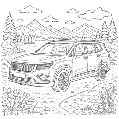 Geely Okavango SUV Coloring Page