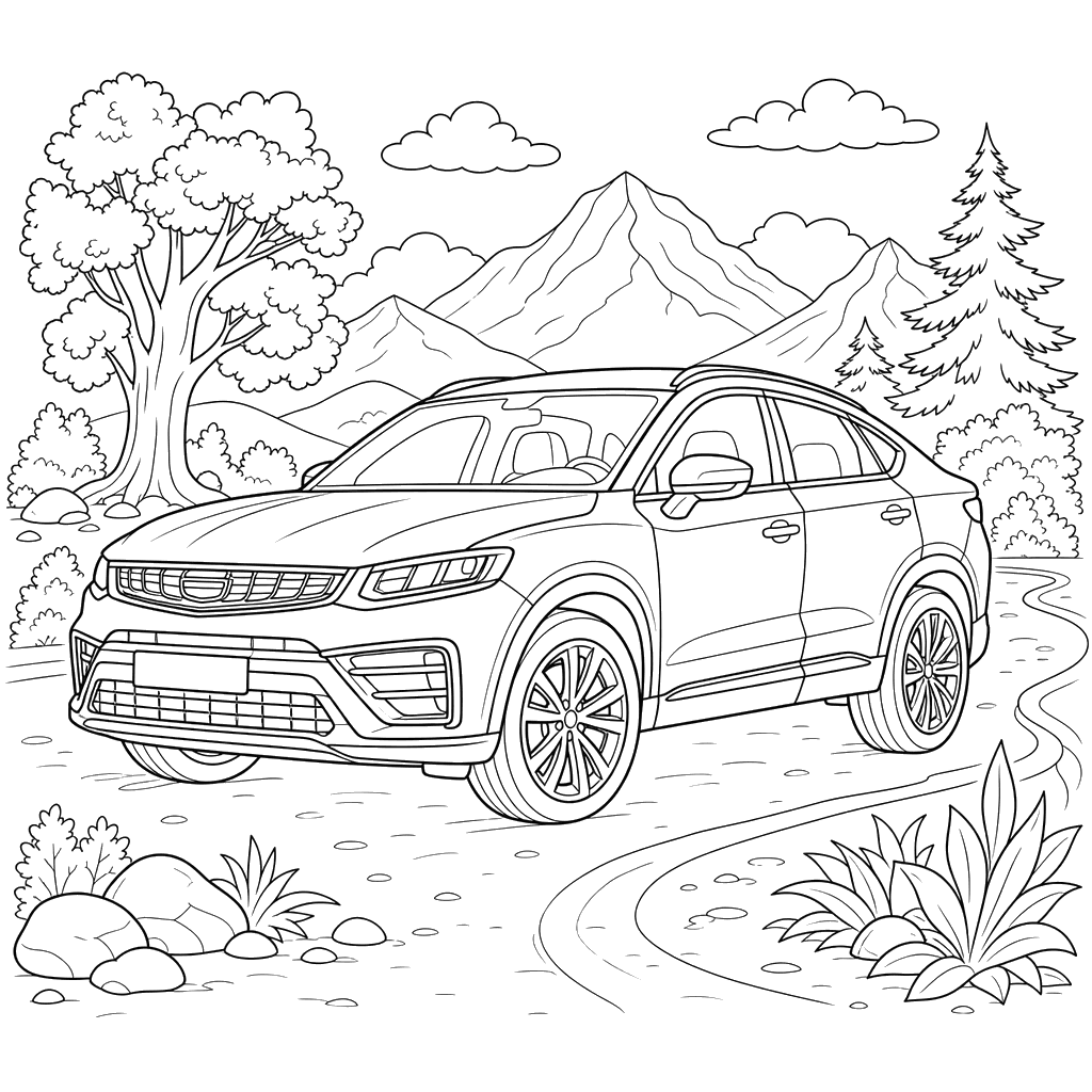 Geely Tugella SUV Coloring Page