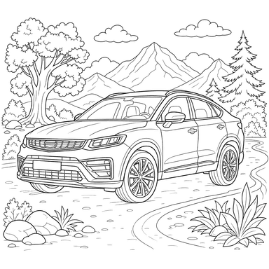 Geely Tugella SUV Coloring Page