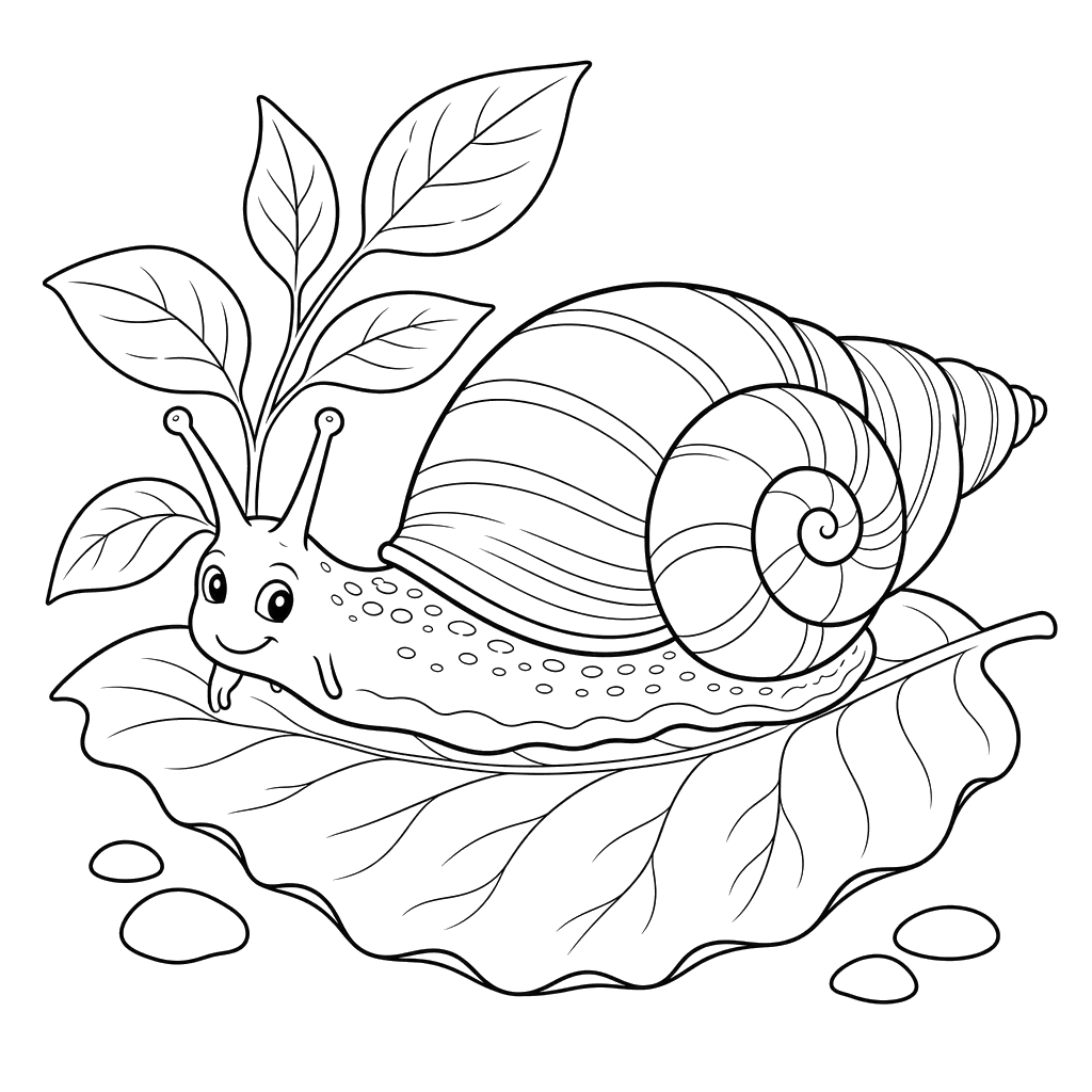 Giant Achatina Snail on a Leaf