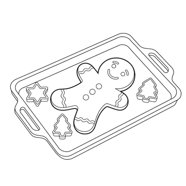 Gingerbread Man on a Baking Sheet Coloring Page