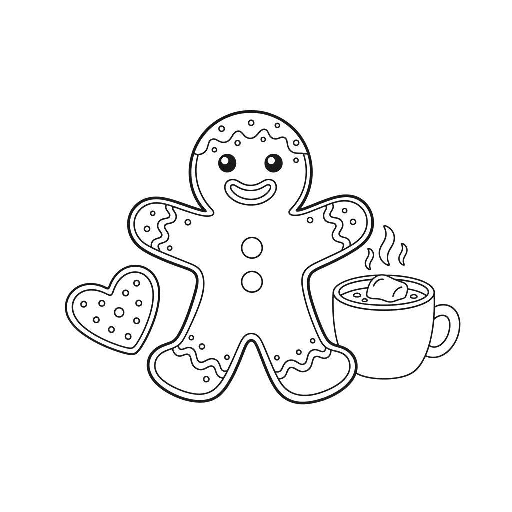 Gingerbread Man with Powdered Sugar Coloring Page