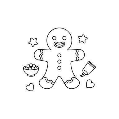Gingerbread Man Coloring Page to Decorate