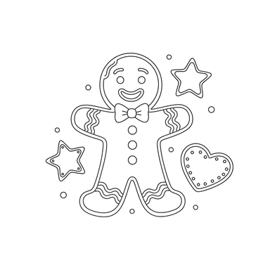 Gingerbread Man with Icing Coloring Page