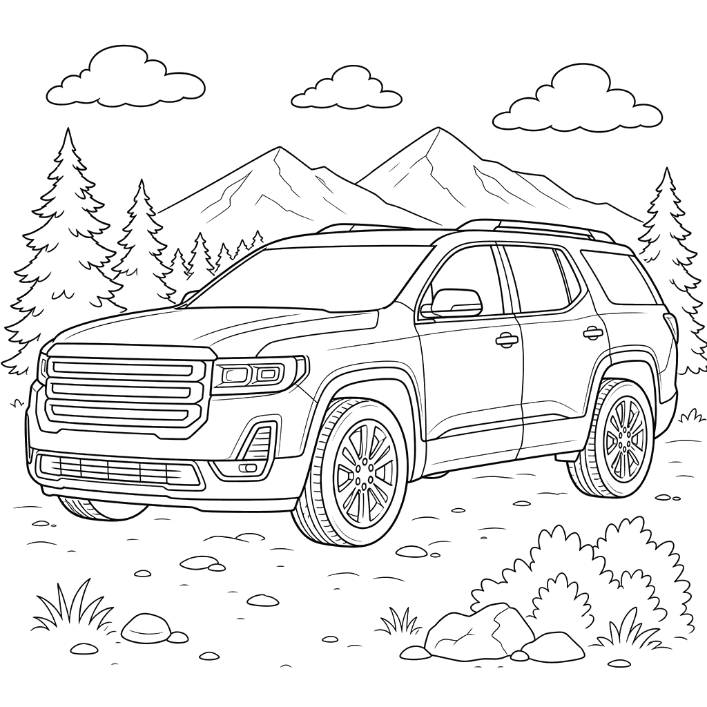 GMC Acadia SUV Coloring Page