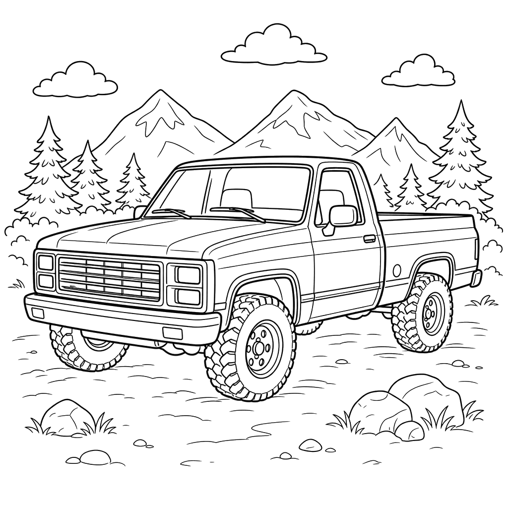 GMC Sierra Pickup Truck Coloring Page