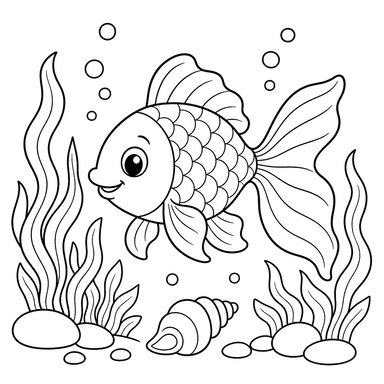 Golden Fish among Seaweed