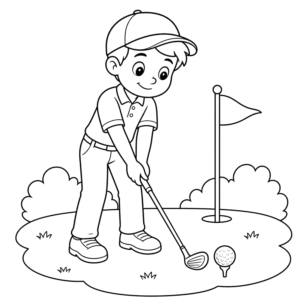 Golfer Preparing to Swing Coloring Page