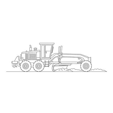 Grader Leveling a Dirt Road Coloring Page