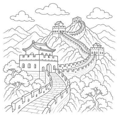 Great Wall of China Coloring Page