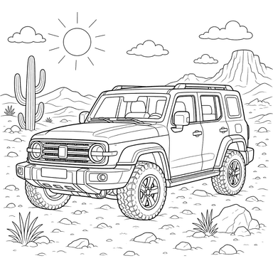 Great Wall Tank 300 in the Desert Coloring Page