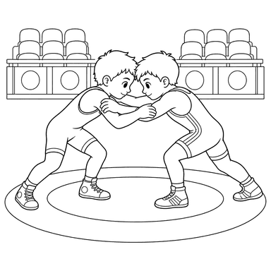 Greek‑Roman Wrestling Coloring Page