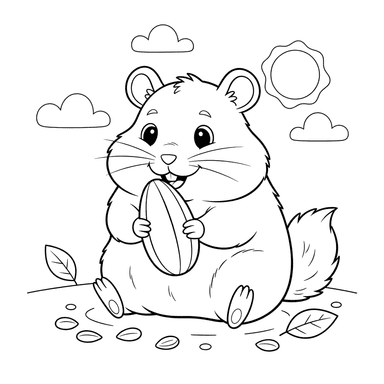 Hamster Eating a Seed Coloring Page