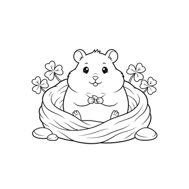 Hamster in Soft Bedding Coloring Page