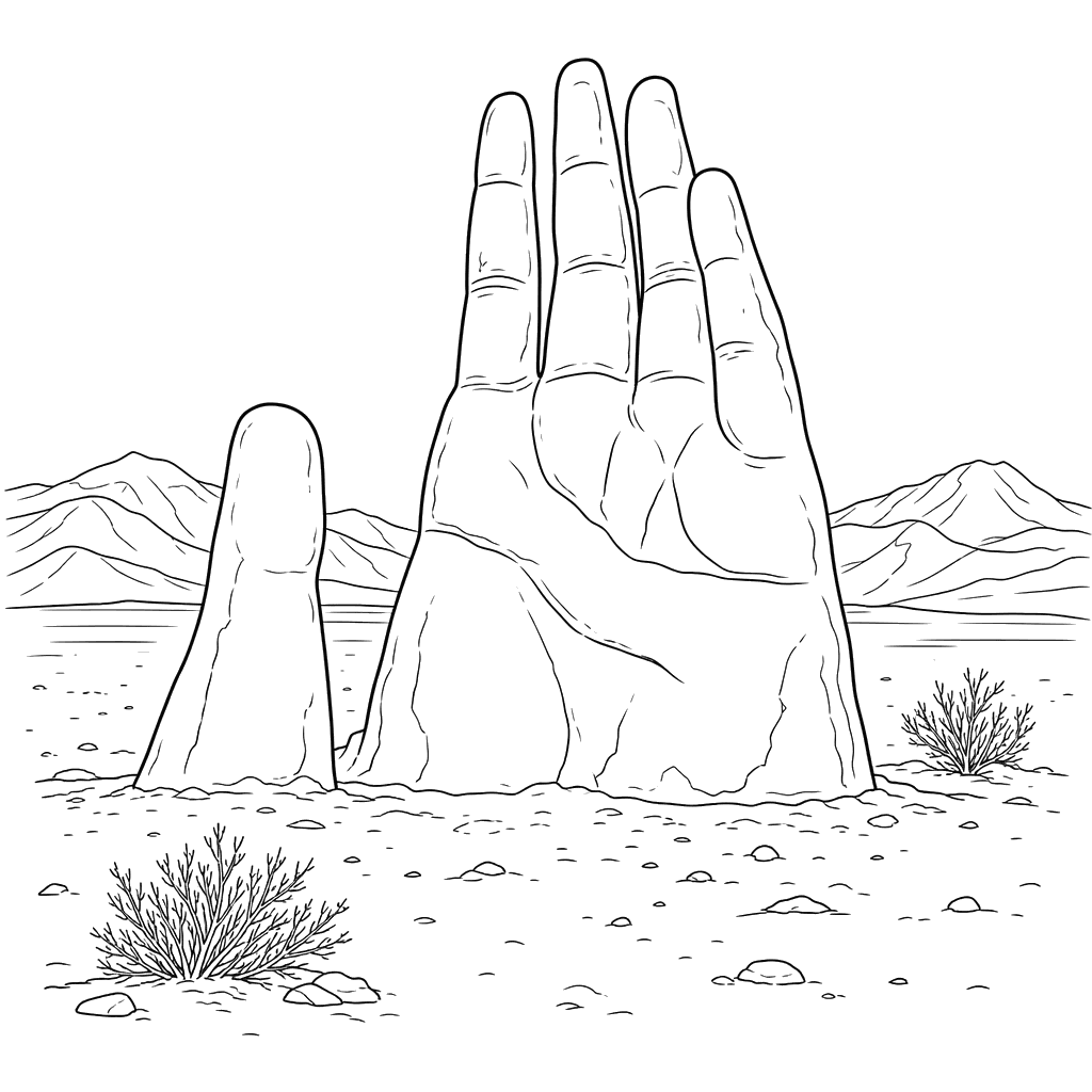 Hand of the Desert Coloring Page