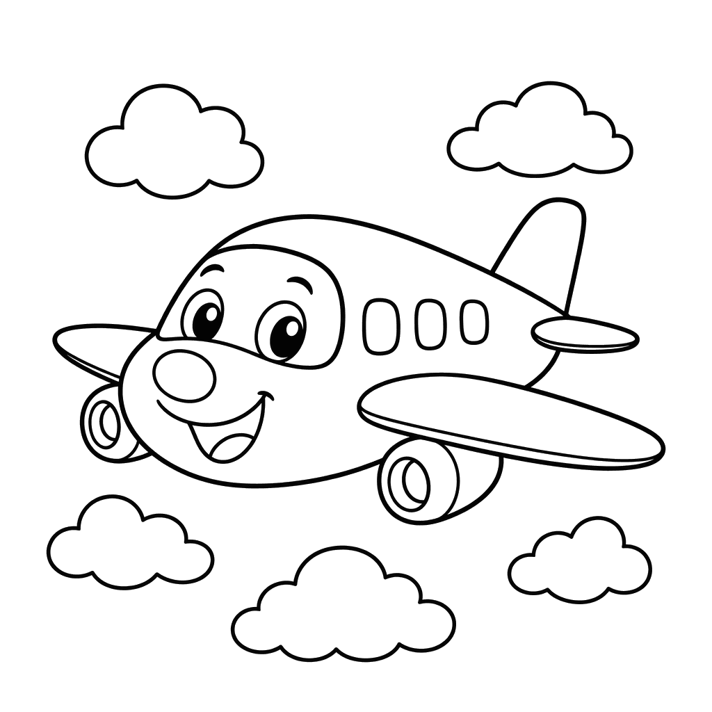 Happy Airplane Over Clouds