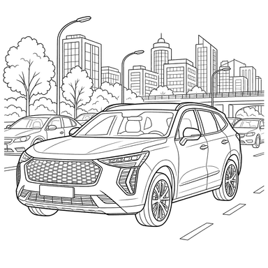 Haval Jolion in City Traffic Coloring Page