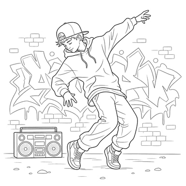 Hip-Hop Dancer Coloring Page