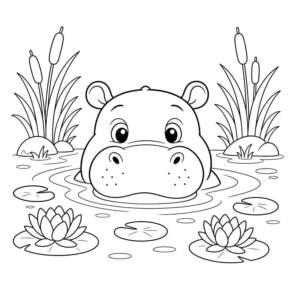 Hippo in the Pond