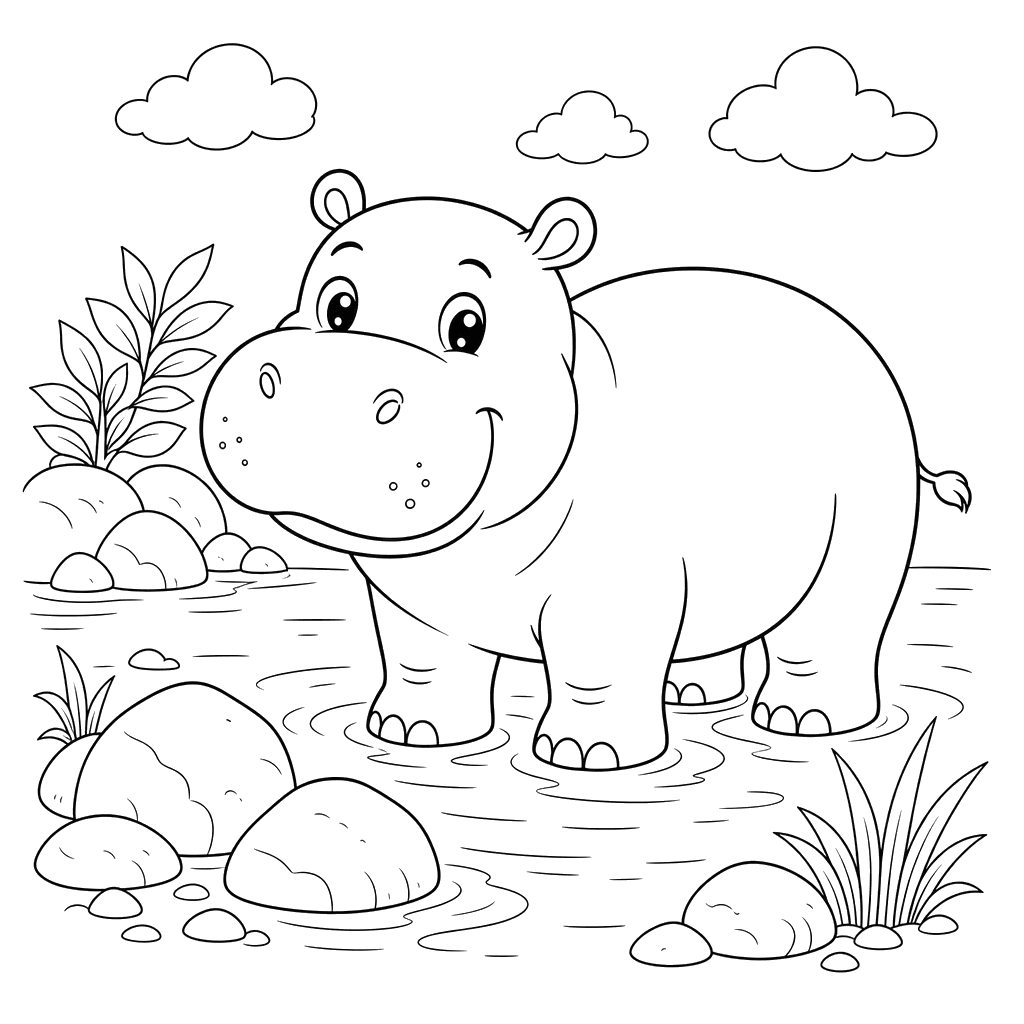 Hippo in Shallow Water