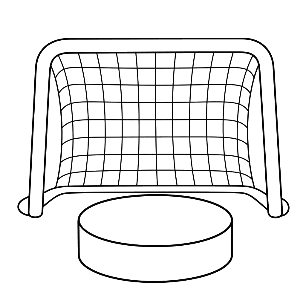 Hockey puck at goal coloring page