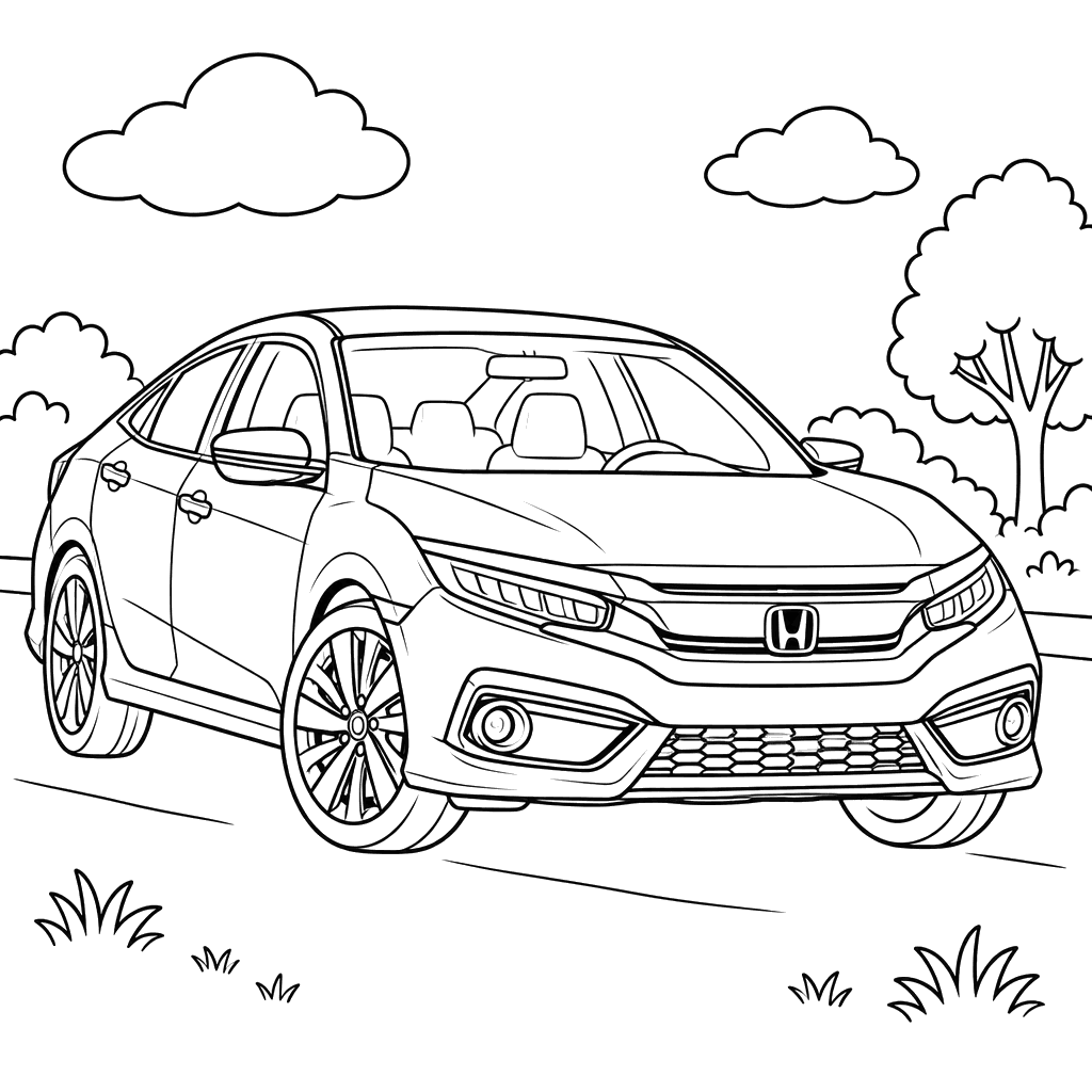 Honda Civic 10th Generation Coloring Page