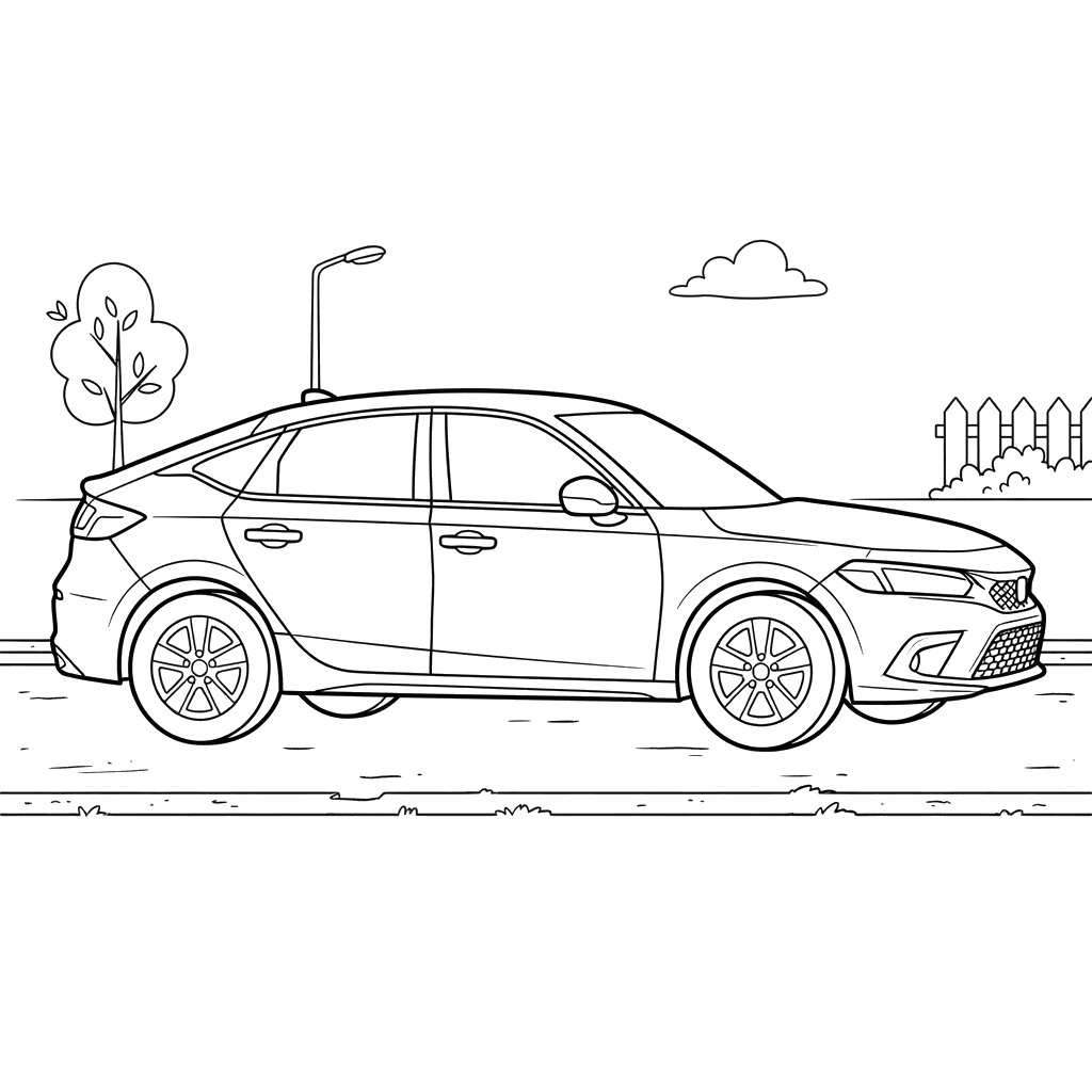 Honda Civic Car Coloring Page