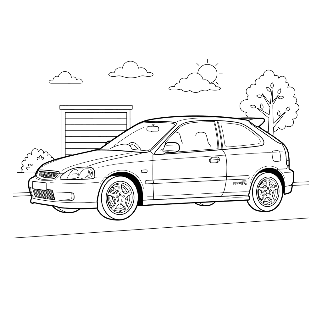 Honda Civic Type-R (2000) Car Coloring Page