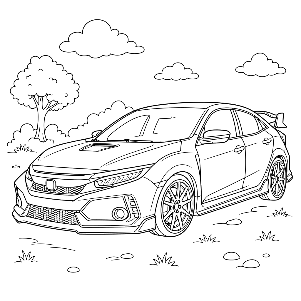 Honda Civic Type R Coloring Page